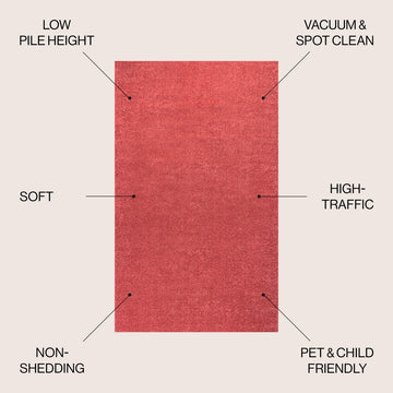 Haze Solid Low-pile Area Rug Red